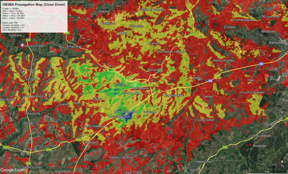 Close coverage map for GB3BA