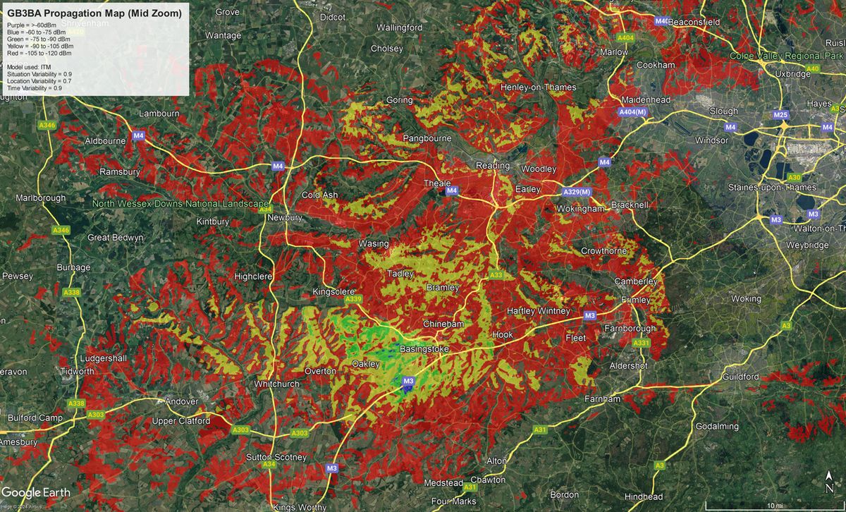 Mid coverage map for GB3BA